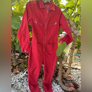 Free People Red Lennox Jumpsuit